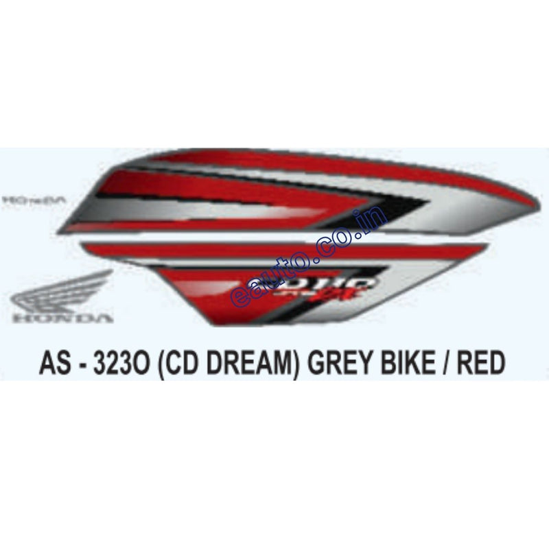Graphics Sticker Set for Honda CD 110 Dream DX | Grey Vehicle | Red Sticker