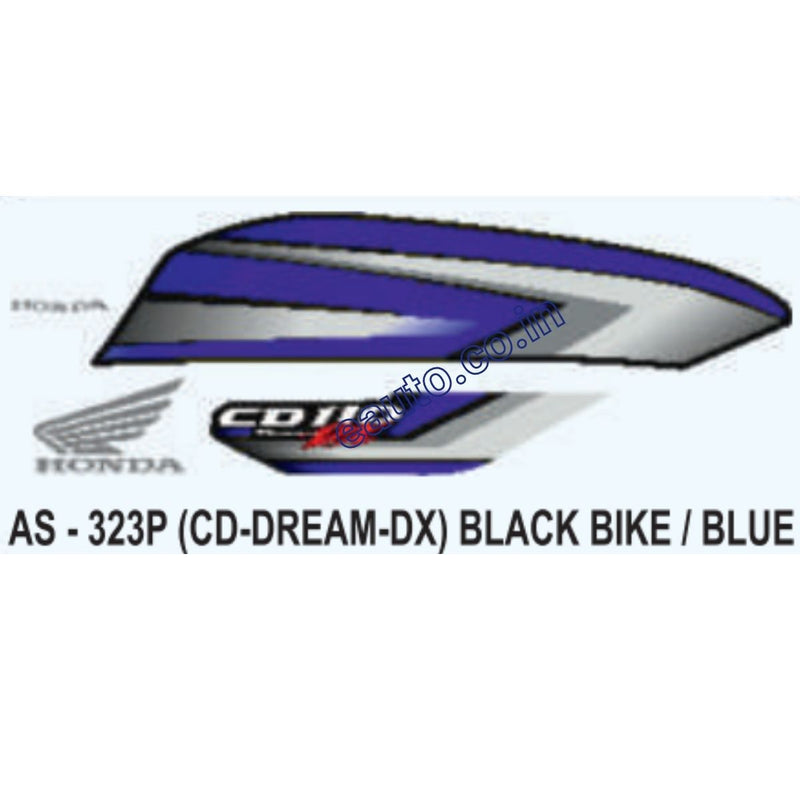 Graphics Sticker Set for Honda CD 110 Dream DX | Type 2 | Black Vehicle | Blue Sticker