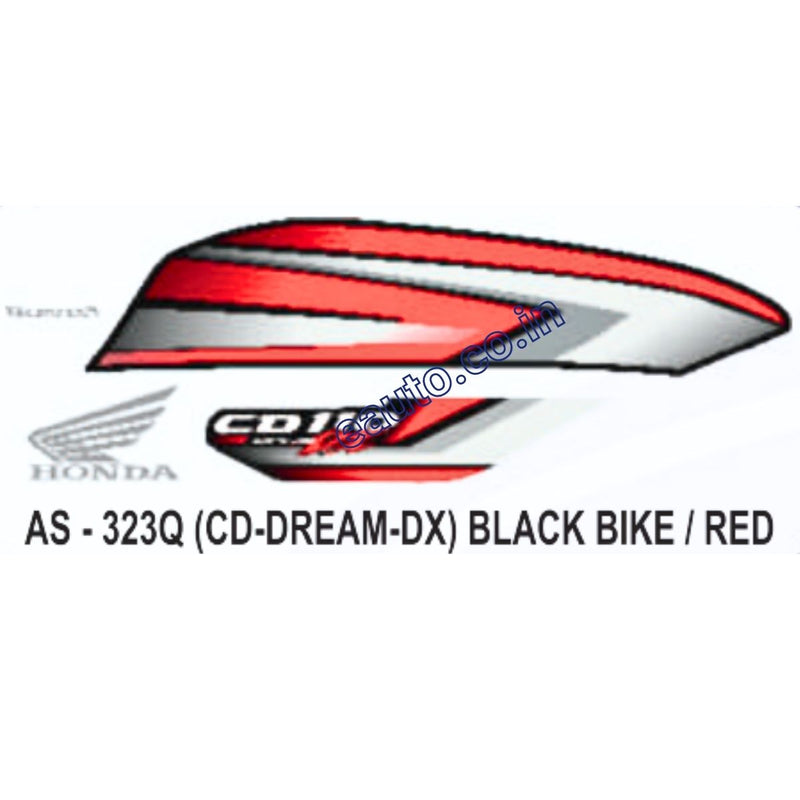 Graphics Sticker Set for Honda CD 110 Dream DX | Type 2 | Black Vehicle | Red Sticker