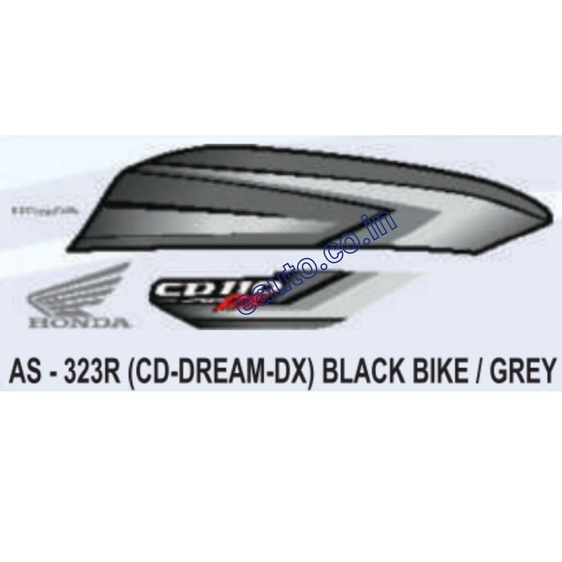 Graphics Sticker Set for Honda CD 110 Dream DX | Type 2 | Black Vehicle | Grey Sticker