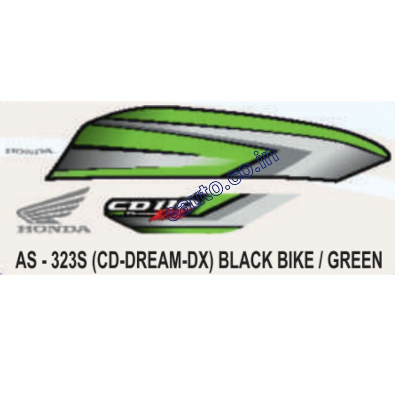 Graphics Sticker Set for Honda CD 110 Dream DX | Type 2 | Black Vehicle | Green Sticker