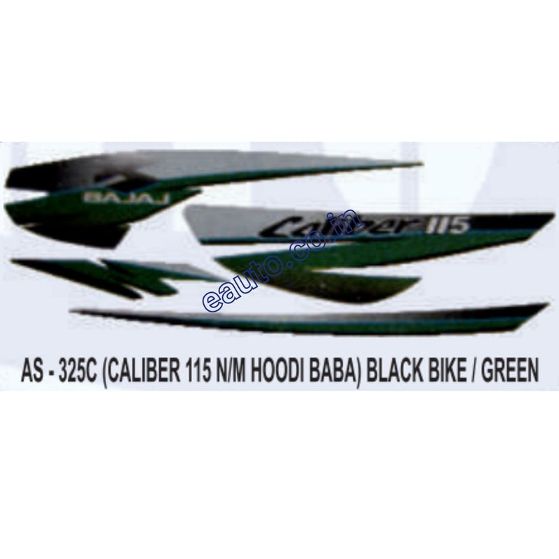 Graphics Sticker Set for Bajaj Caliber 115 | New Model | Hoodi Baba | Black Vehicle | Green Sticker
