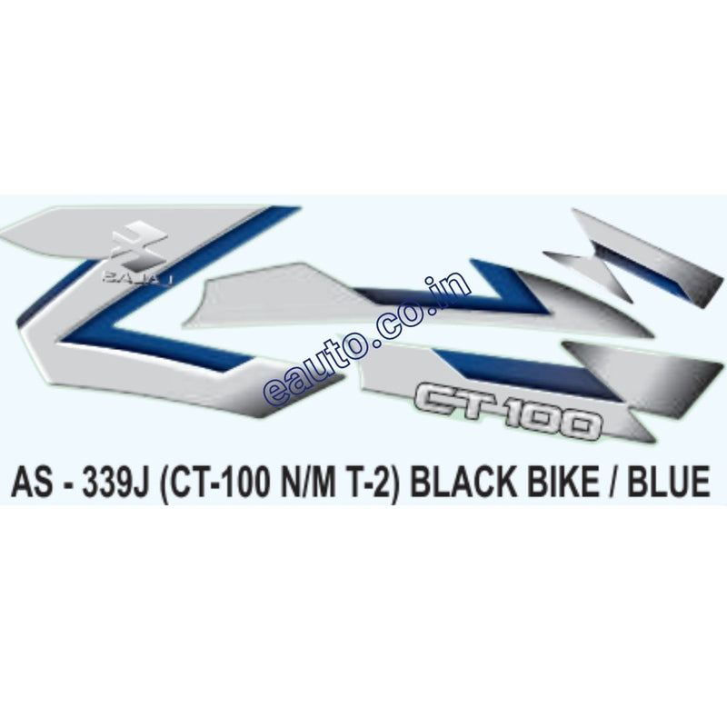 Graphics Sticker Set for Bajaj CT 100 | Type 2 | New Model | Black Vehicle | Blue Sticker