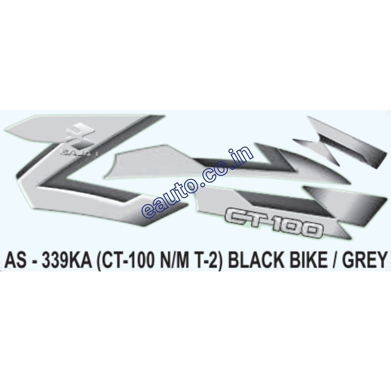 Graphics Sticker Set for Bajaj CT 100 | Type 2 | New Model | Black Vehicle | Grey Sticker