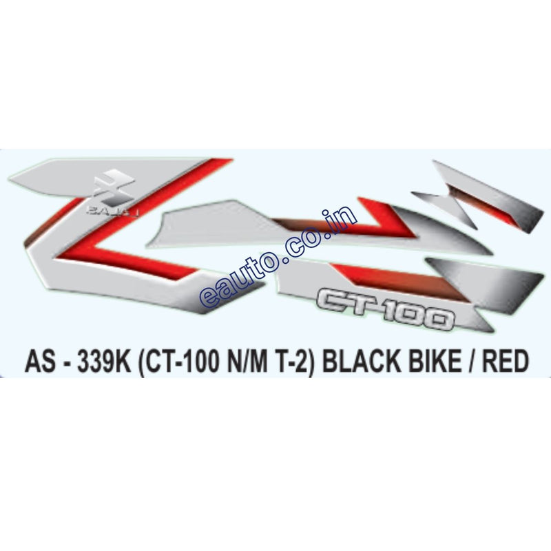 Graphics Sticker Set for Bajaj CT 100 | Type 2 | New Model | Black Vehicle | Red Sticker