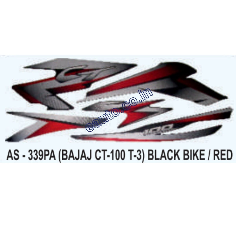 Graphics Sticker Set for Bajaj CT 100 | Type 3 | Black Vehicle | Red Sticker
