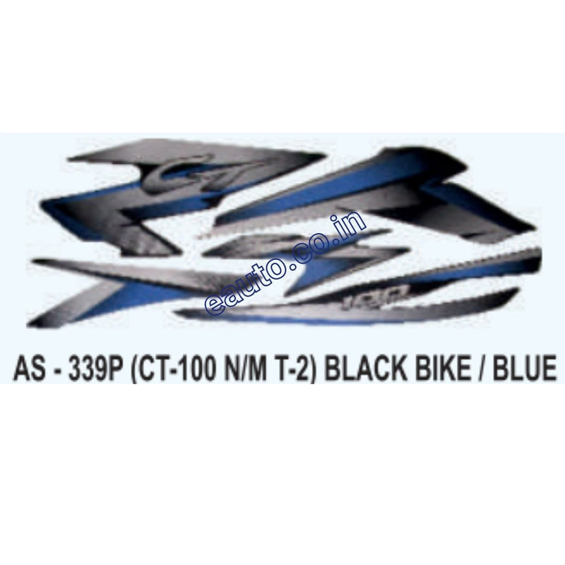 Graphics Sticker Set for Bajaj CT 100 | Type 3 | Black Vehicle | Blue Sticker