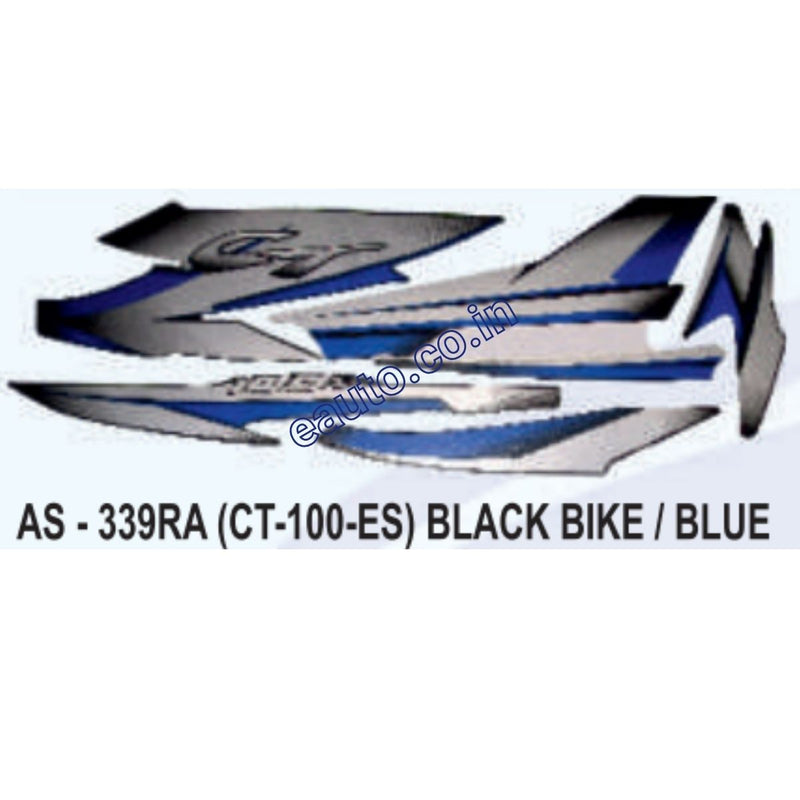 Graphics Sticker Set for Bajaj CT 100 | Electric Start | Black Vehicle | Blue Sticker