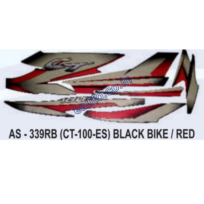 Graphics Sticker Set for Bajaj CT 100 | Electric Start | Black Vehicle | Red Sticker