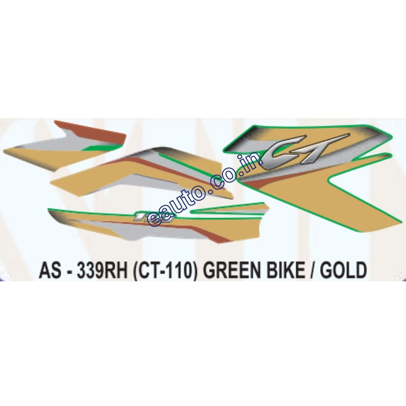 Graphics Sticker Set for Bajaj CT 110 | Green Vehicle | Gold Sticker