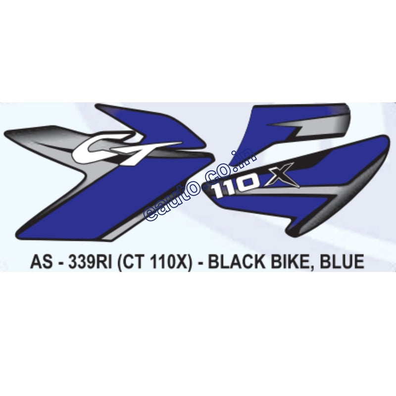 Graphics Sticker Set for Bajaj CT 110X | Black Vehicle | Blue Sticker