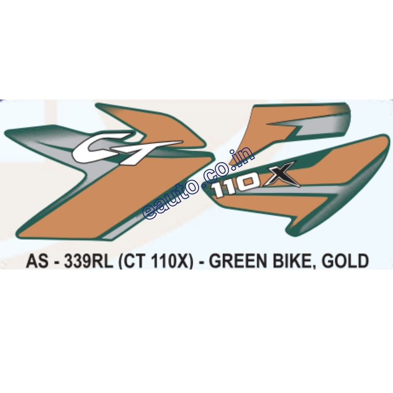 Graphics Sticker Set for Bajaj CT 110X | Green Vehicle | Gold Sticker