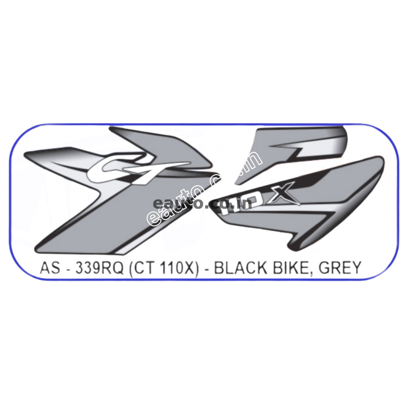 Graphics Sticker Set for Bajaj CT 110X | Black Vehicle | Grey Sticker