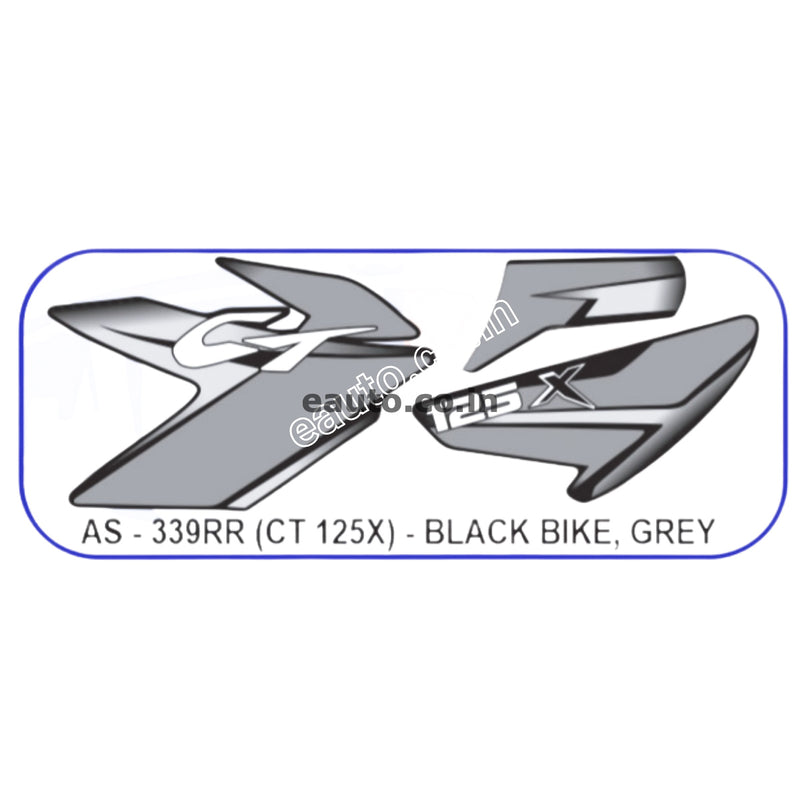 Graphics Sticker Set for Bajaj CT 125X | Black Vehicle | Grey Sticker