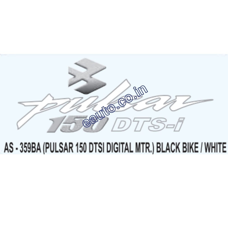 Graphics Sticker Set for Bajaj Pulsar 150CC DTSI | Digital Meter | Black Vehicle | White Sticker
