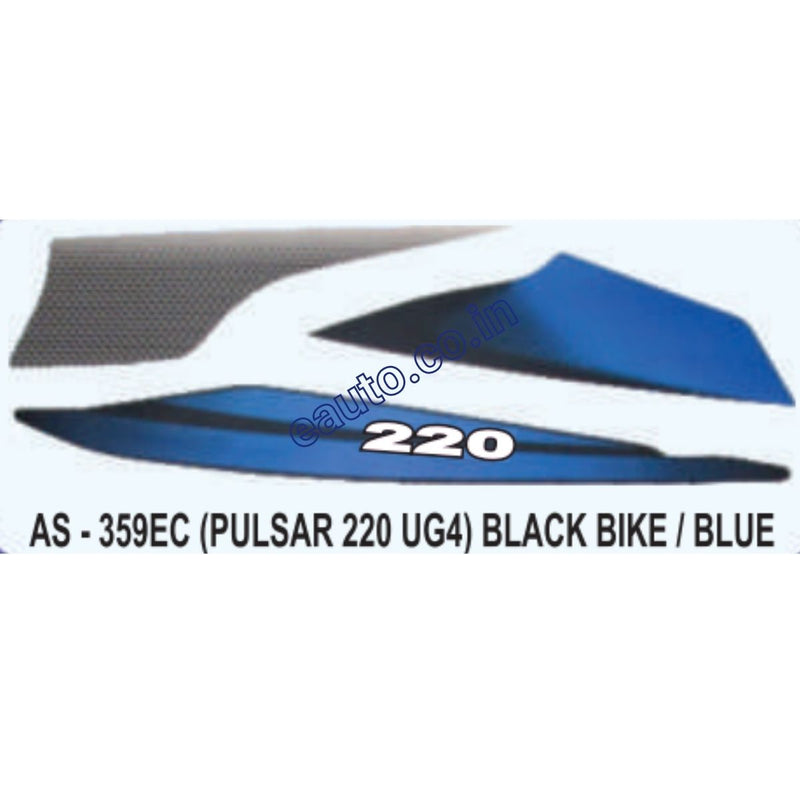 Graphics Sticker Set for Bajaj Pulsar 220 UG4 | Black Vehicle | Blue Sticker