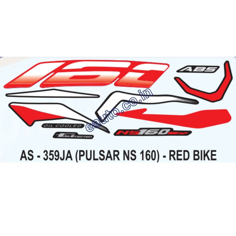 Graphics Sticker Set for Bajaj Pulsar NS 160 | ABS | Red Vehicle