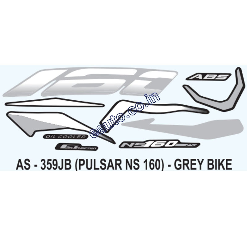 Graphics Sticker Set for Bajaj Pulsar NS 160 | ABS | Grey Vehicle