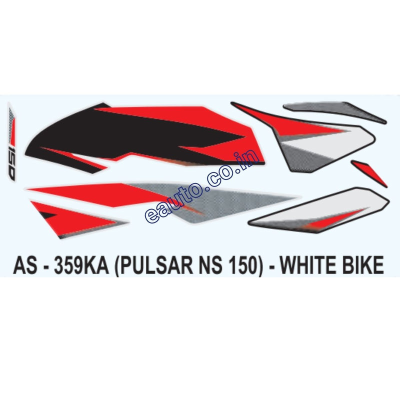 Graphics Sticker Set for Bajaj Pulsar NS 150 | White Vehicle