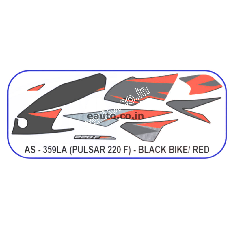 Graphics Sticker Set for Bajaj Pulsar 220 F | Black Vehicle | Red Sticker