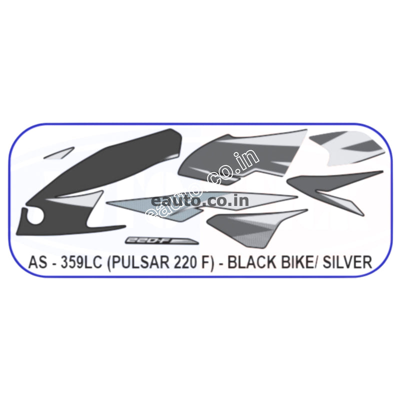 Graphics Sticker Set for Bajaj Pulsar 220 F | Black Vehicle | Silver Sticker
