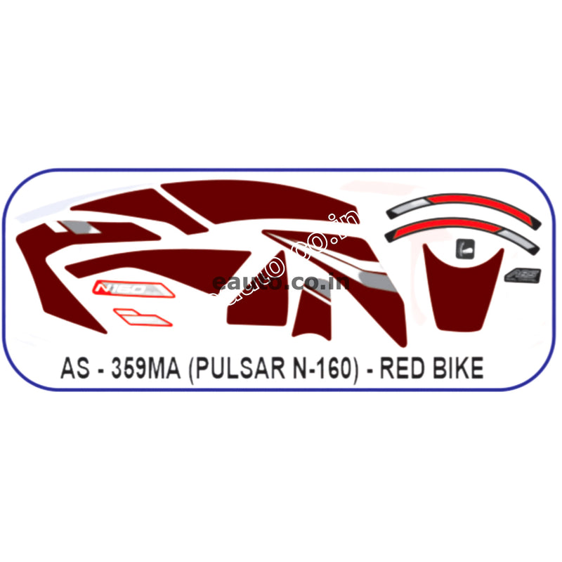 Graphics Sticker Set for Bajaj Pulsar N160 | Red Vehicle