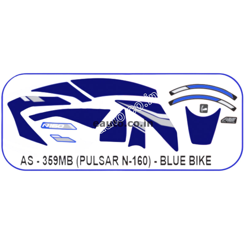 Graphics Sticker Set for Bajaj Pulsar N160 | Blue Vehicle