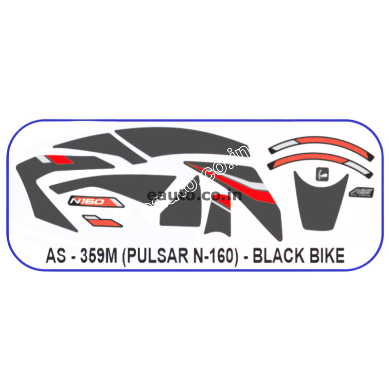 Graphics Sticker Set for Bajaj Pulsar N160 | Black Vehicle
