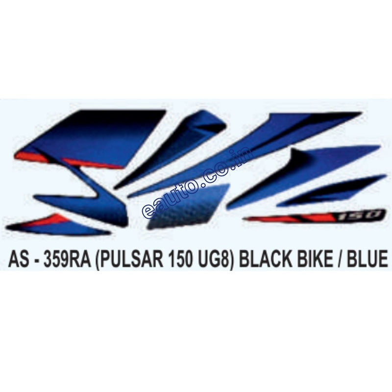 Graphics Sticker Set for Bajaj Pulsar 150 UG8 | Black Vehicle | Blue Sticker