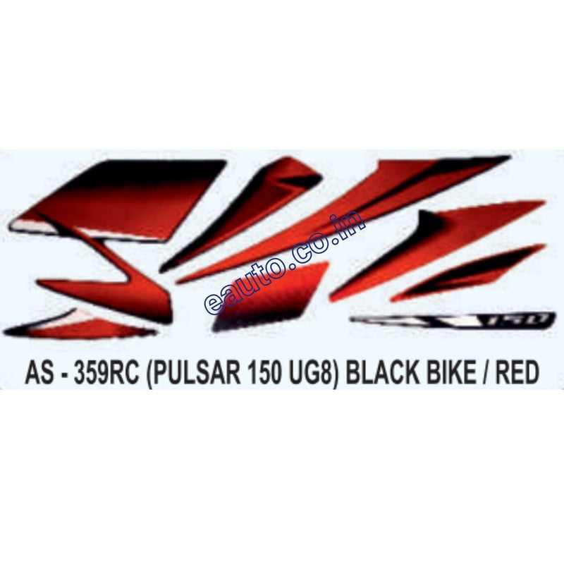 Graphics Sticker Set for Bajaj Pulsar 150 UG8 | Black Vehicle | Red Sticker