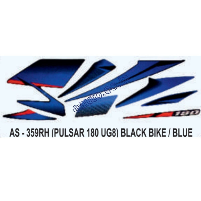 Graphics Sticker Set for Bajaj Pulsar 180 UG8 | Black Vehicle | Blue Sticker