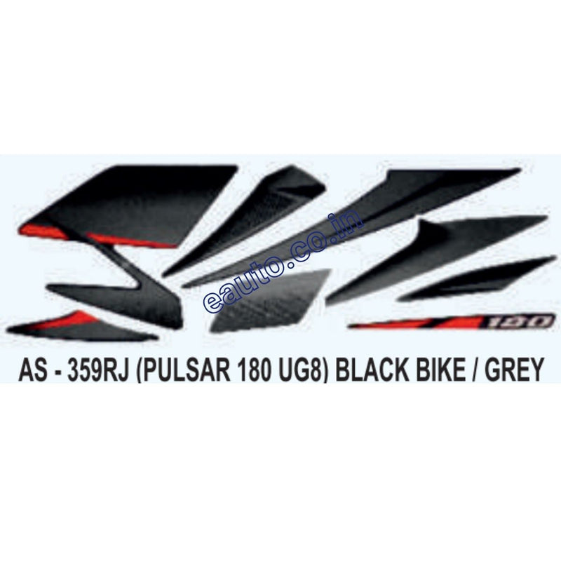 Graphics Sticker Set for Bajaj Pulsar 180 UG8 | Black Vehicle | Grey Sticker