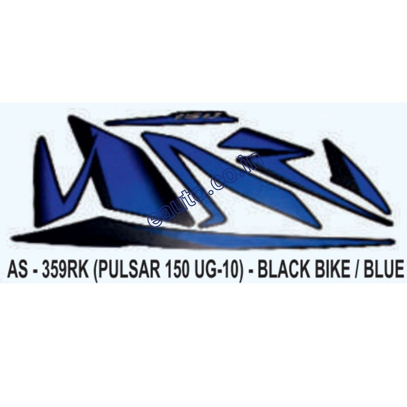 Graphics Sticker Set for Bajaj Pulsar 150 UG10 | Black Vehicle | Blue Sticker