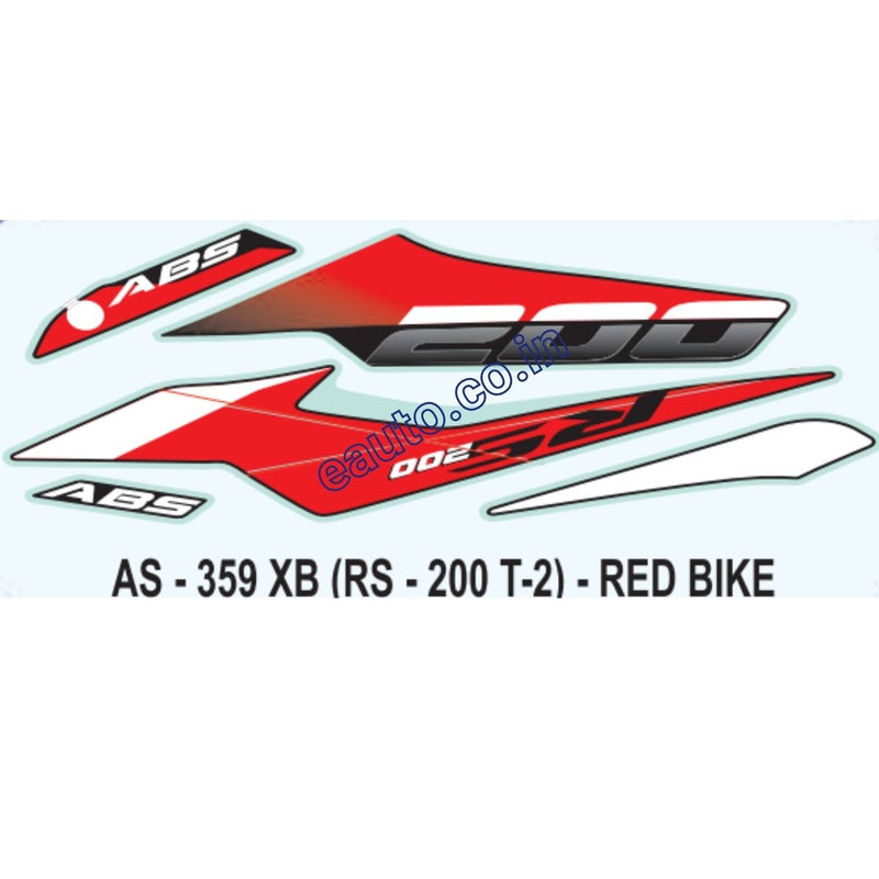 Graphics Sticker Set for Bajaj Pulsar RS 200 | Type 2 | ABS | Red Vehicle