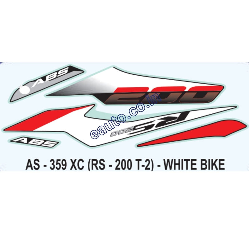 Graphics Sticker Set for Bajaj Pulsar RS 200 | Type 2 | ABS | White Vehicle