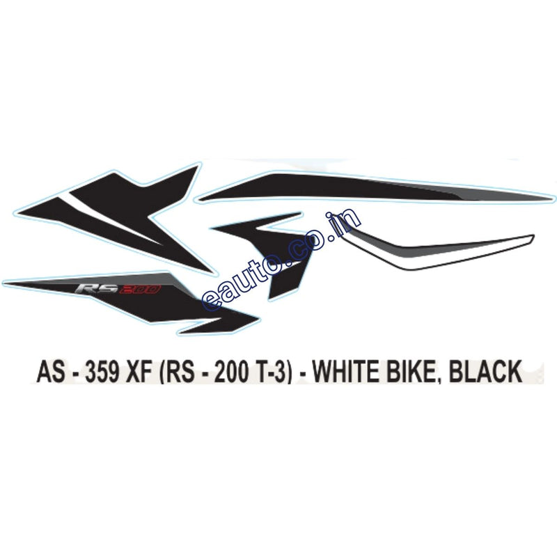 Graphics Sticker Set for Bajaj Pulsar RS 200 | Type 3 | White Vehicle | Red Sticker