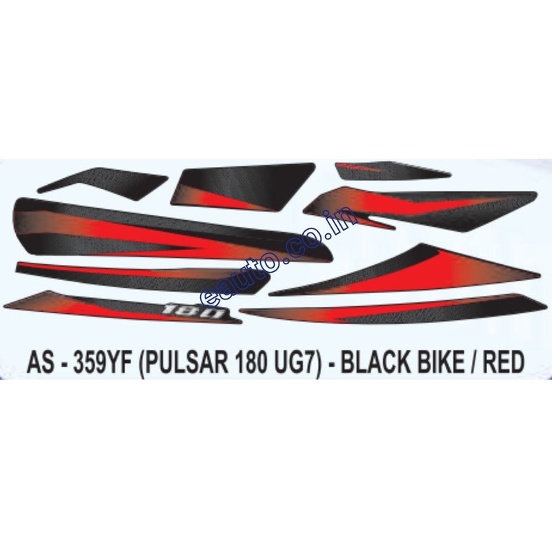 Graphics Sticker Set for Bajaj Pulsar 180 UG7 | Black Vehicle | Red Sticker