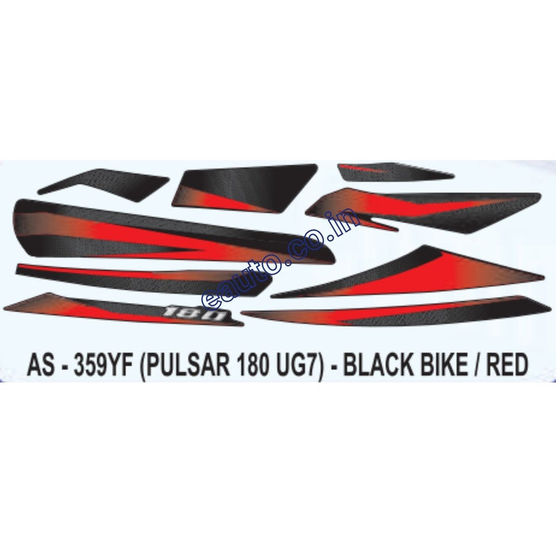 Graphics Sticker Set for Bajaj Pulsar 180 UG7 Black Vehicle Red St