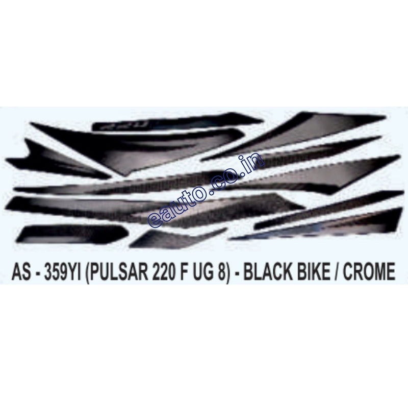 Graphics Sticker Set for Bajaj Pulsar 220 F UG8 | Black Vehicle | Chrome Sticker