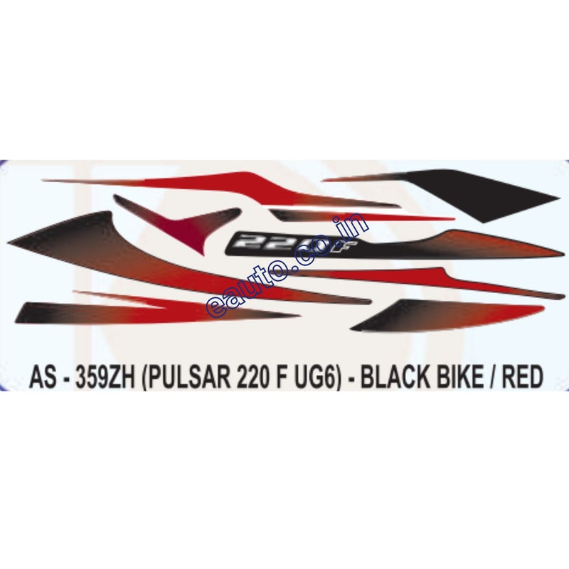Graphics Sticker Set for Bajaj Pulsar 220 F UG6 | Black Vehicle | Red Sticker