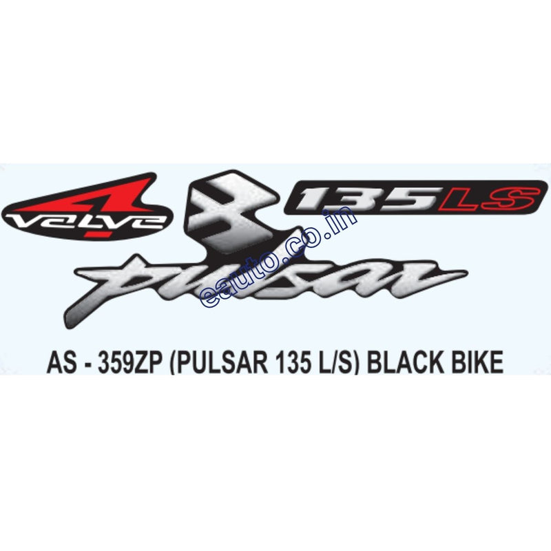 Graphics Sticker Set for Bajaj Pulsar 135 LS | 4 Valve | Black Vehicle