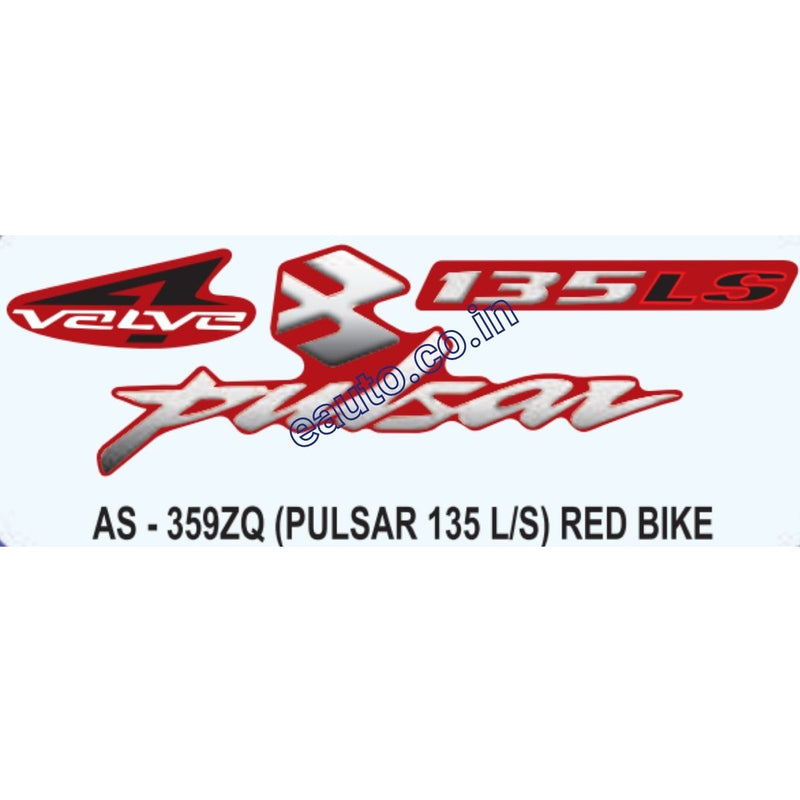 Graphics Sticker Set for Bajaj Pulsar 135 LS | 4 Valve | Red Vehicle
