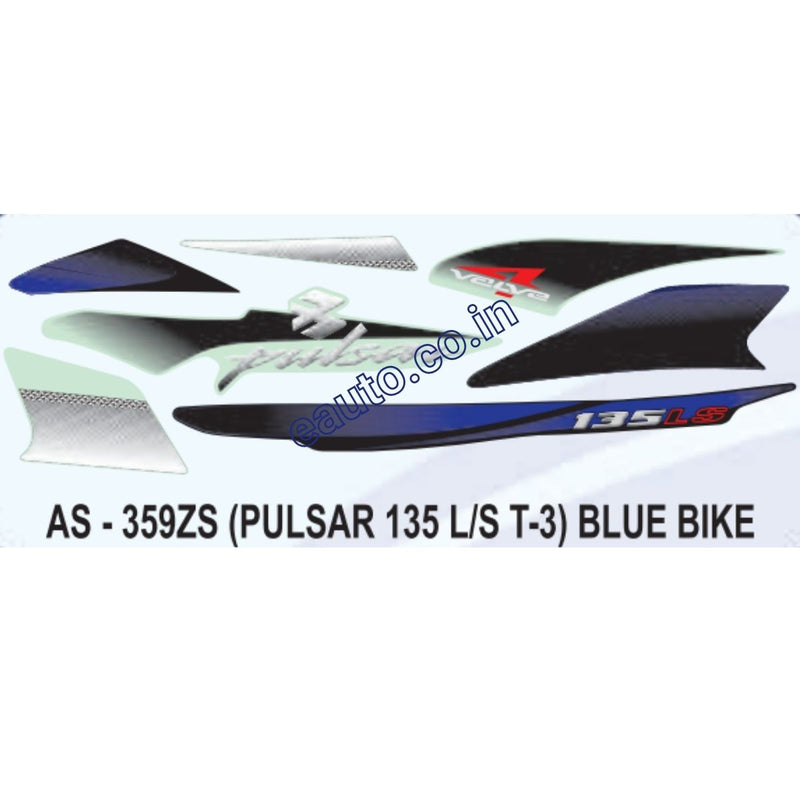 Graphics Sticker Set for Bajaj Pulsar 135 LS | Type 3 | Blue Vehicle