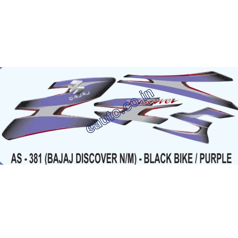 Graphics Sticker Set for Bajaj Discover | New Model | Black Vehicle | Purple Sticker