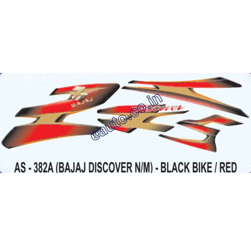 Graphics Sticker Set for Bajaj Discover | New Model | Black Vehicle | Red Sticker