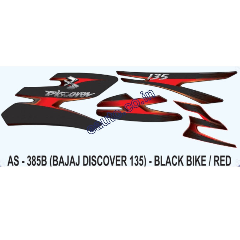 Graphics Sticker Set for Bajaj Discover 135 | Black Vehicle | Red Sticker