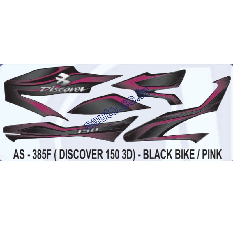 Graphics Sticker Set for Bajaj Discover 150 | 3D | Black Vehicle | Pink Sticker
