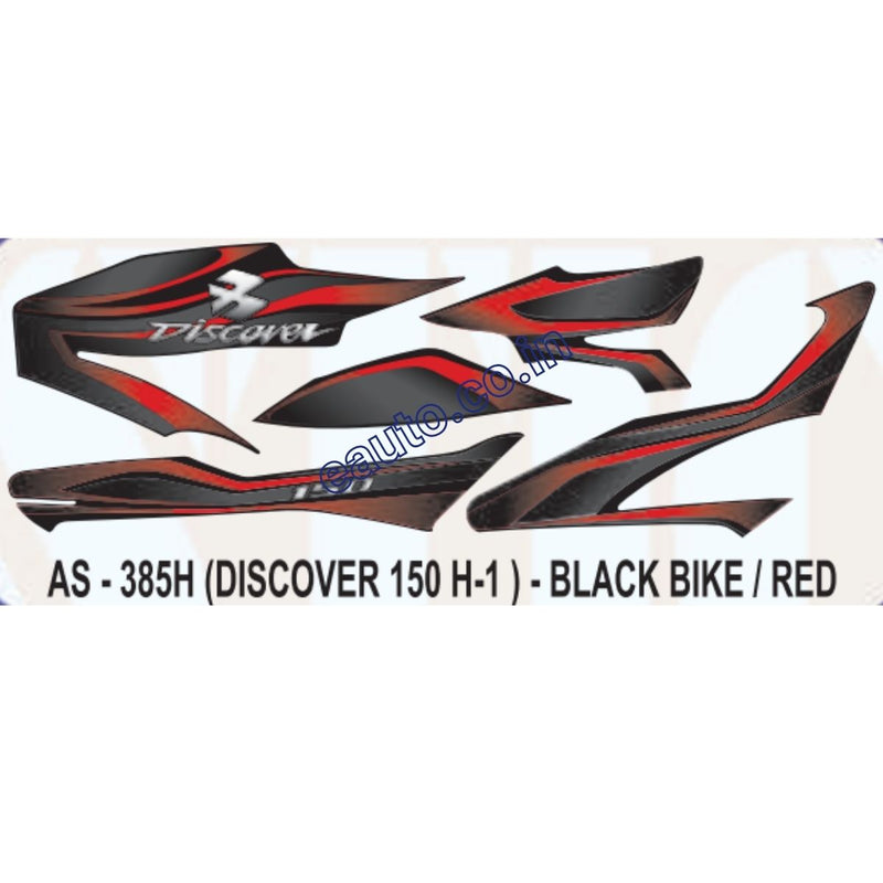 Graphics Sticker Set for Bajaj Discover 150 | H1 | Black Vehicle | Red Sticker