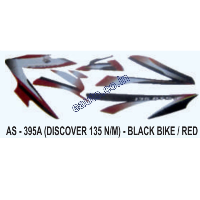 Graphics Sticker Set for Bajaj Discover 135 | New Model | Black Vehicle | Red Sticker