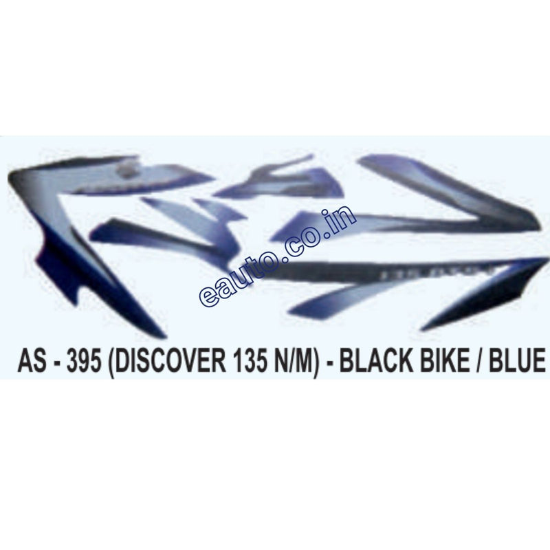 Graphics Sticker Set for Bajaj Discover 135 | New Model | Black Vehicle | Blue Sticker